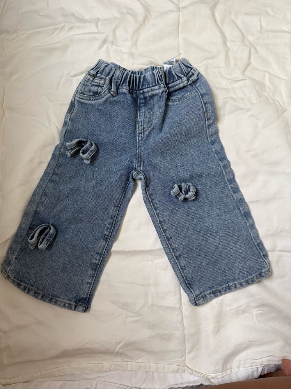 Kids Light Blue Denim Knot Detail Pants